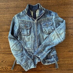 Banana Republic XS Moto Denim Jacket Y2K